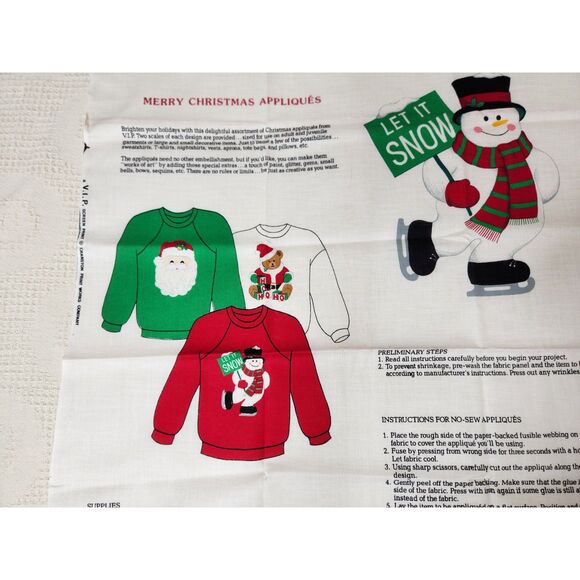 Vintage Christmas Fabric Panel Sew Appliques Toys Decorations Cotton Craft - Picture 4 of 6